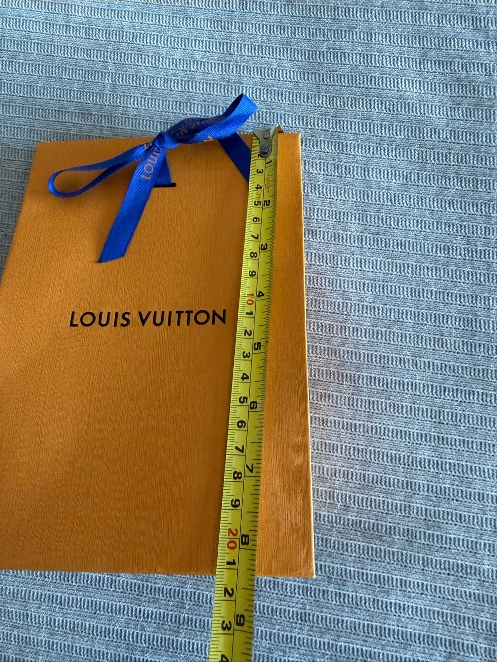 Louis Vuitton Orange Gift Bag with Blue Ribbon new